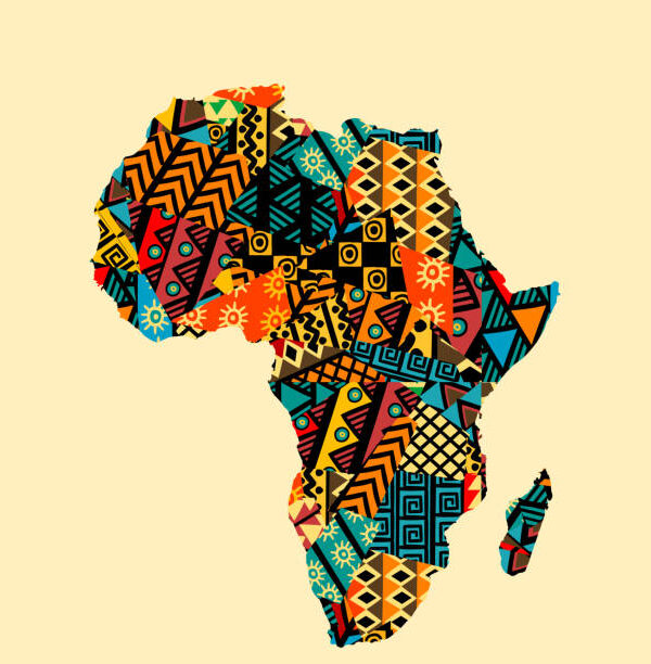 Africa map with ethnic motifs pattern